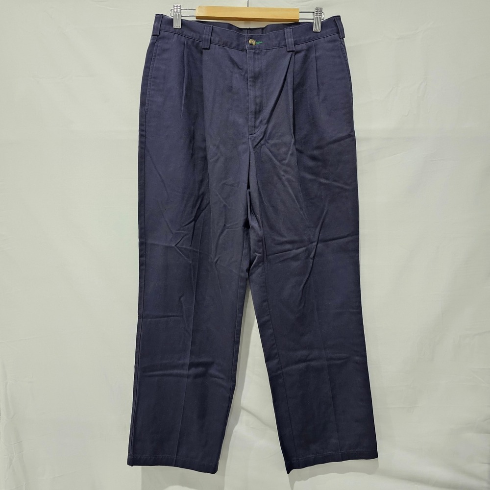 Vintage Tommy Hilfiger Mens Navy Blue Pleated Chino Pants 34x30 Straight Leg